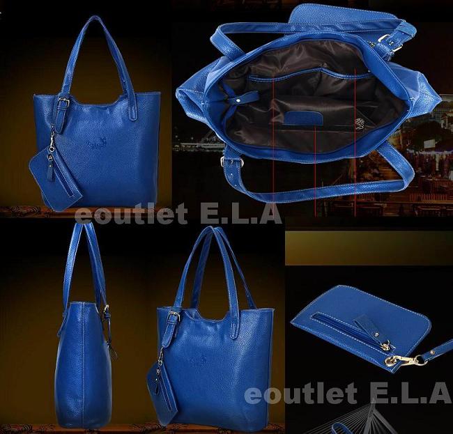 BLUE GENUINE COWHIDE LEATHER BAGS SET (3 BAGS)